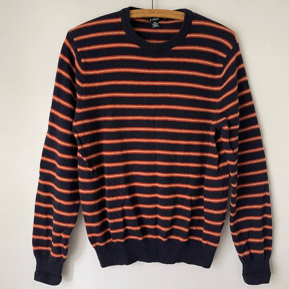 Y2K‎ Lambs Wool Sweater Navy/Orange/Cream Stripe S